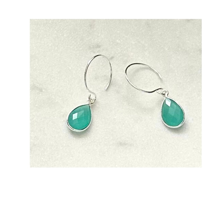 Aqua Chalcedony Gemstone Drop Earrings