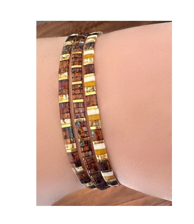 Brown Picasso Miyuki Tila Bracelets - Choose Your Style