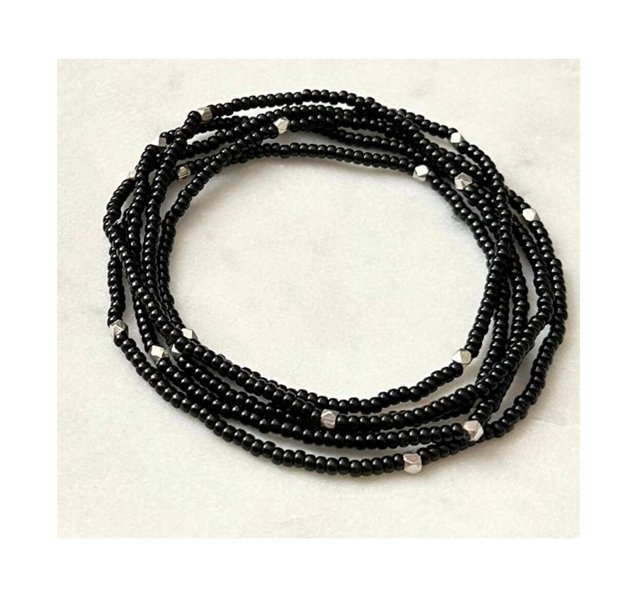 Black Seed Bead Wrap Bracelet