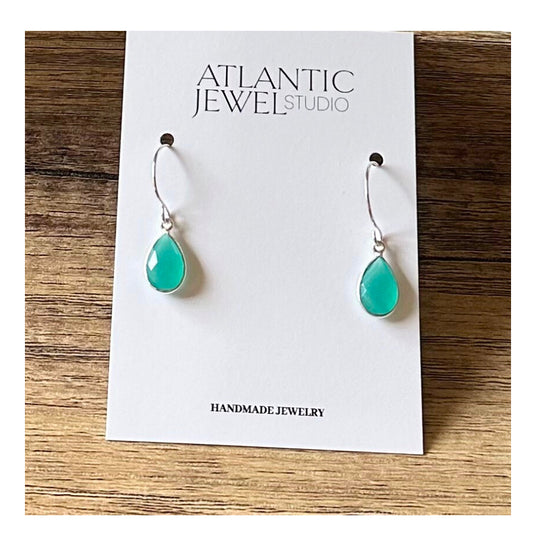 Aqua Chalcedony Gemstone Drop Earrings