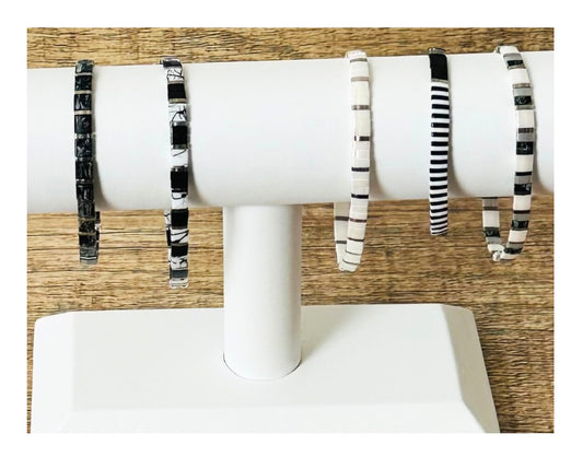 Black & White Miyuki Tila Bracelets - Choose Your Style