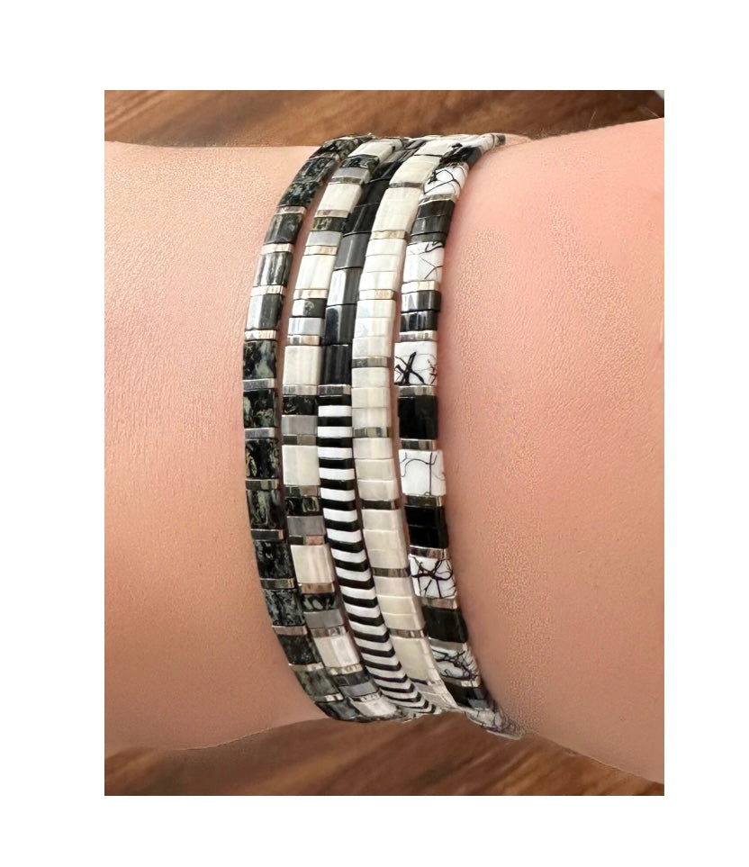 Black & White Miyuki Tila Bracelets - Choose Your Style