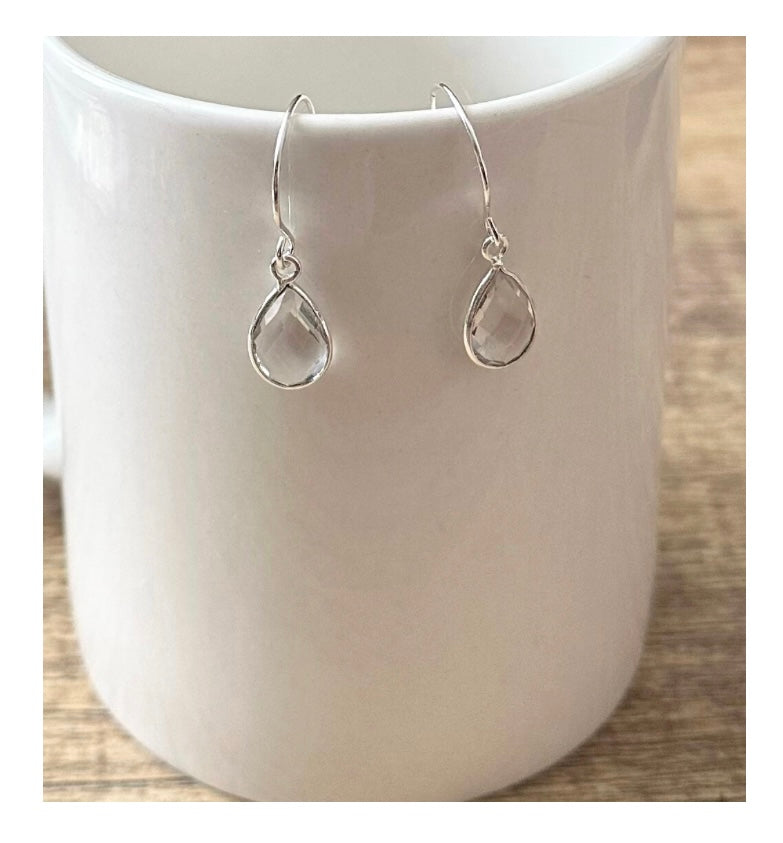 Clear Quartz Gemstone Drop Earrings