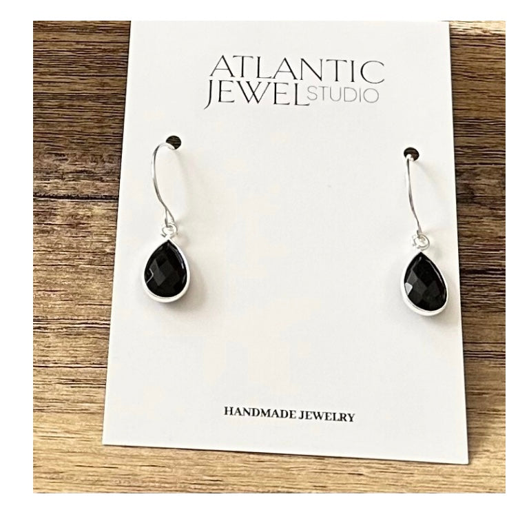 Black Onyx Gemstone Drop Earrings