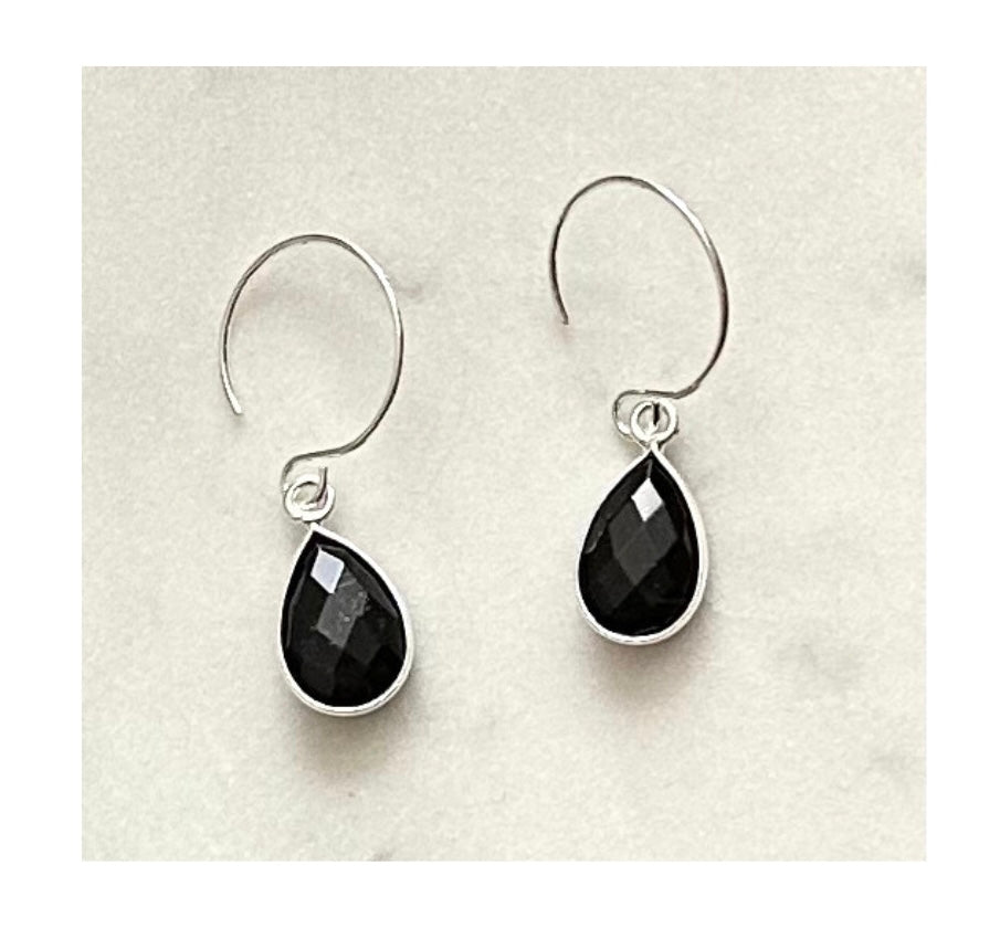 Black Onyx Gemstone Drop Earrings