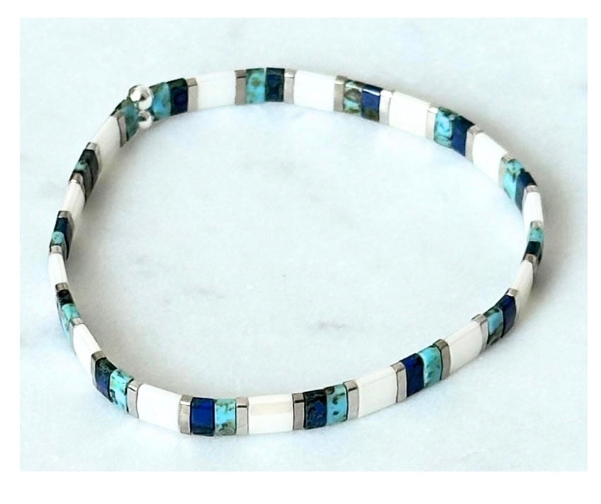 Miyuki Tila Bracelet- Ocean Blue