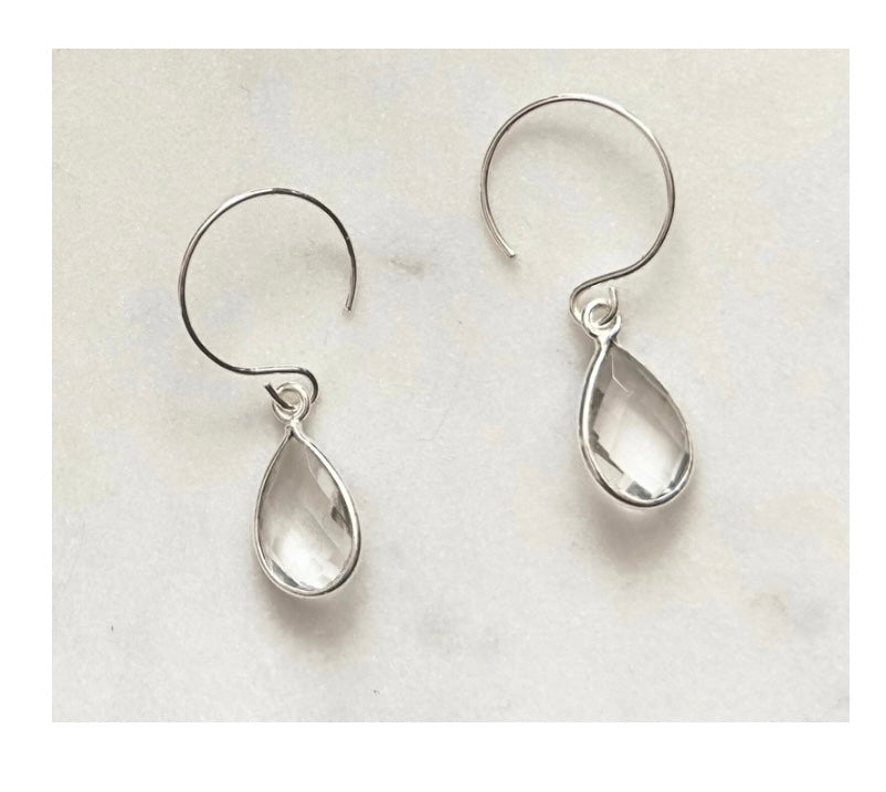 Clear Quartz Gemstone Drop Earrings