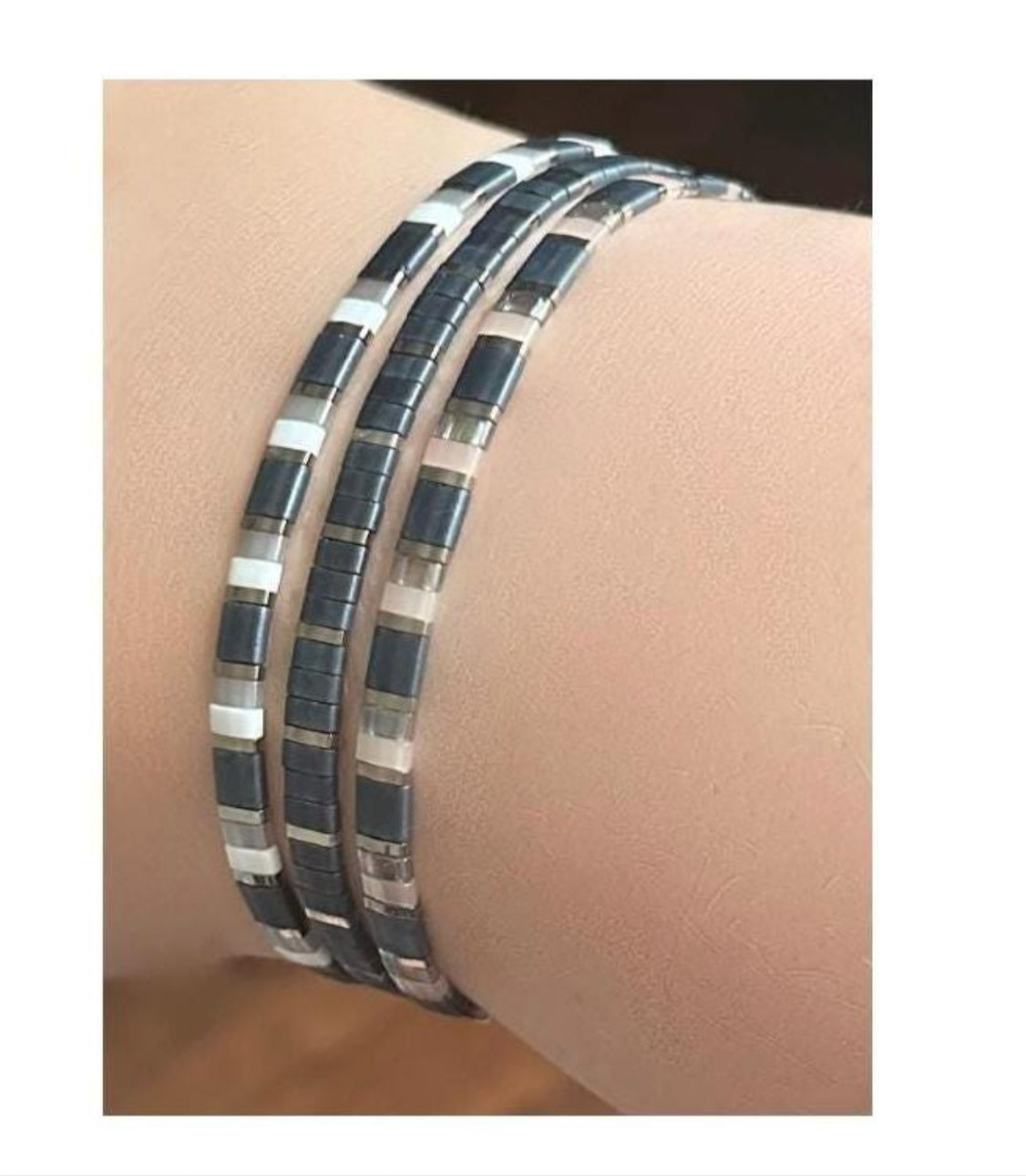 Metallic Blue Miyuki Tila Bracelets - Choose Your Style