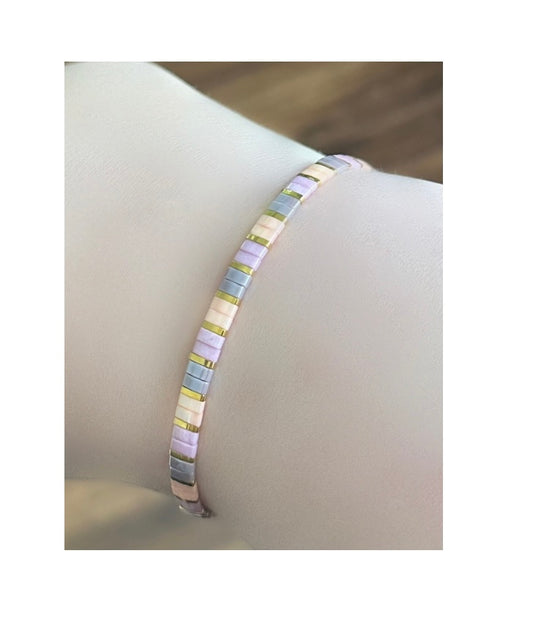 Miyuki Tila Bracelet-Cotton Candy